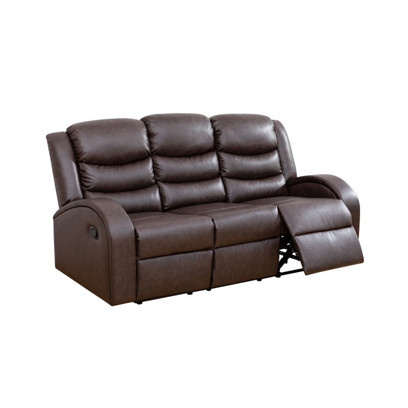 Pickup Only--Brown Faux Synthetic Leather 3-Piece Couch Living Room Sofa Set