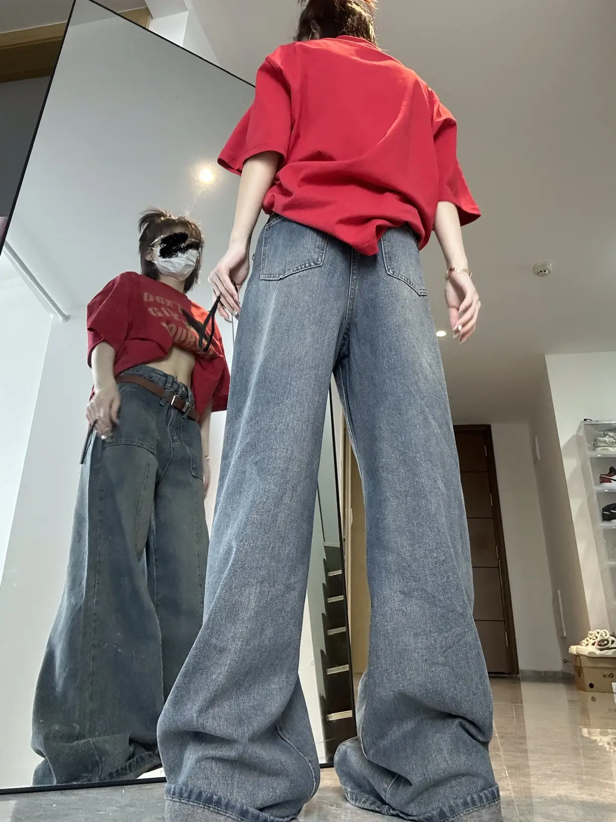 Washed Vintage Straight Leg Jeans Female
