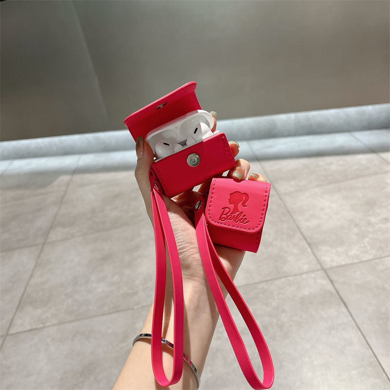 Rose Red Wireless Earphone Case Leather Soft Lanyard - Image 12