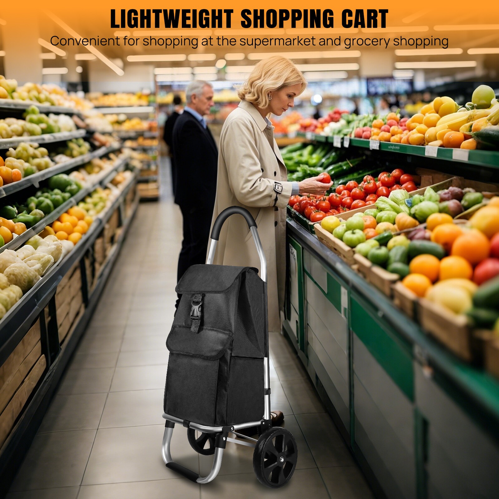 New Shopping Cart Large Lightweight Folding Trolley Waterproof Bag 2 Wheel 40L 7