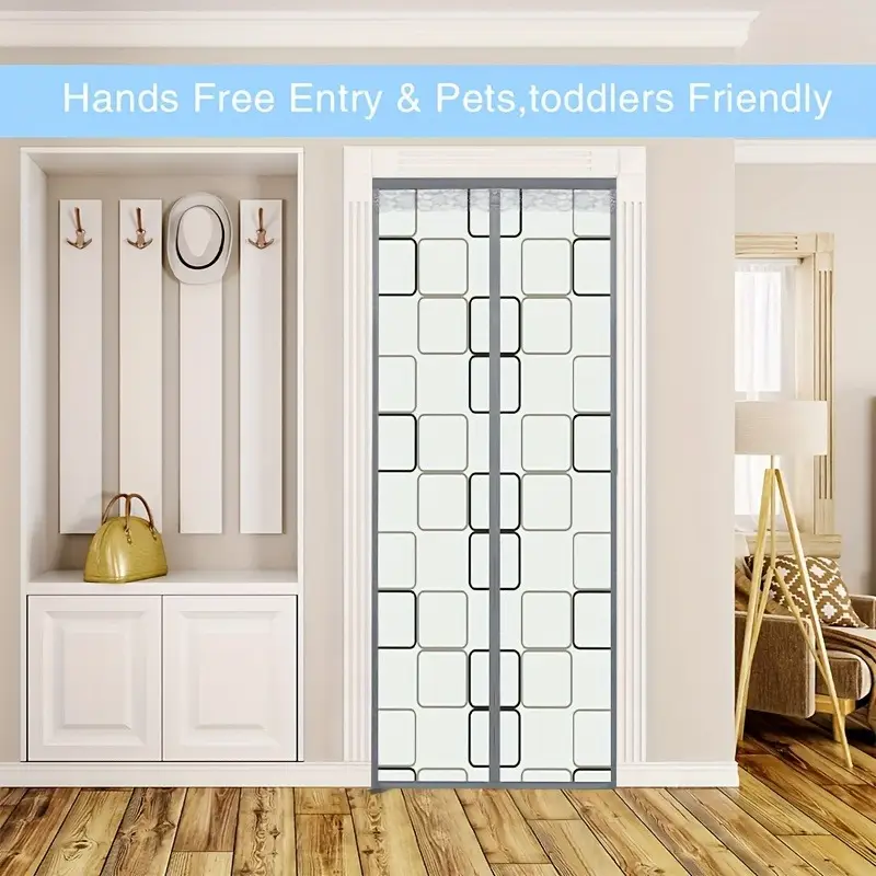 Magnetic Self-Closing EVA Thermal Insulation Door Curtain With Lace Top & Weighted Bottom, Windproof Anti-Mosquito Energy Saving Air Conditioner Screen Door Par