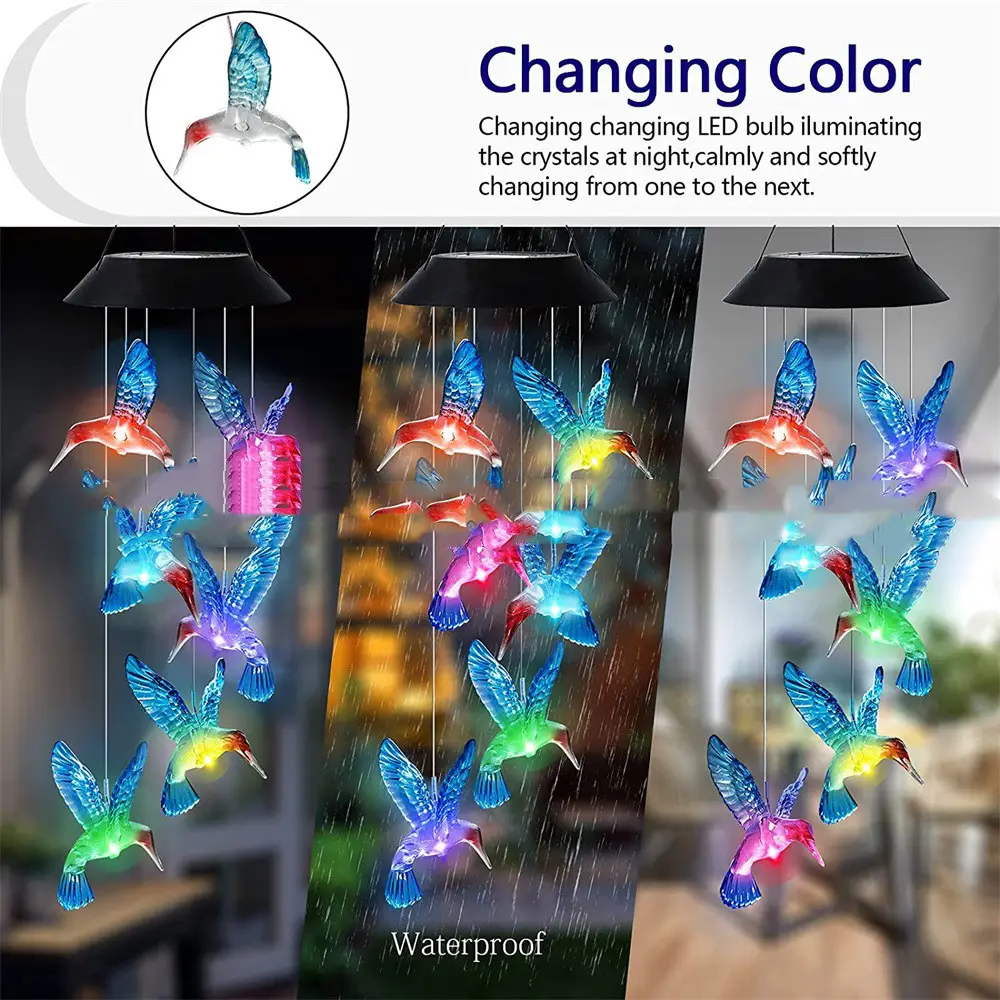 Outdoor Patio Solar Hummingbird Models Garden Decorative
