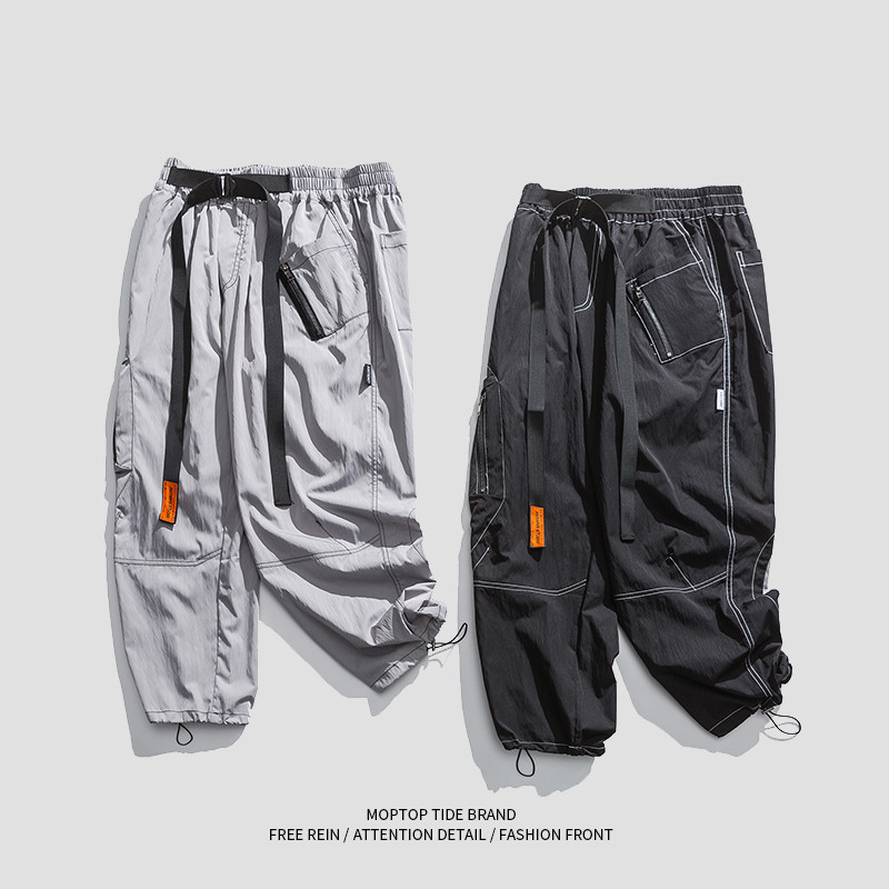 Overalls Men's Large Pocket Stitching Fluttering Wide And Loose Casual Trousers