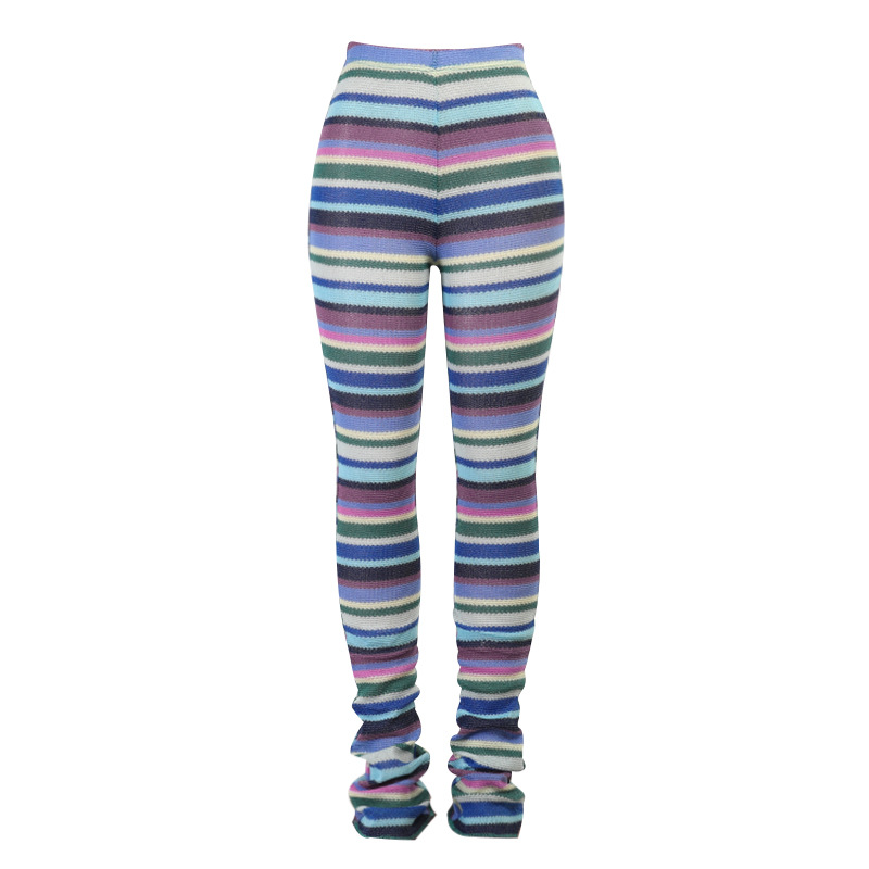 Fashion Striped Pile Pants Women's Knitting Trousers