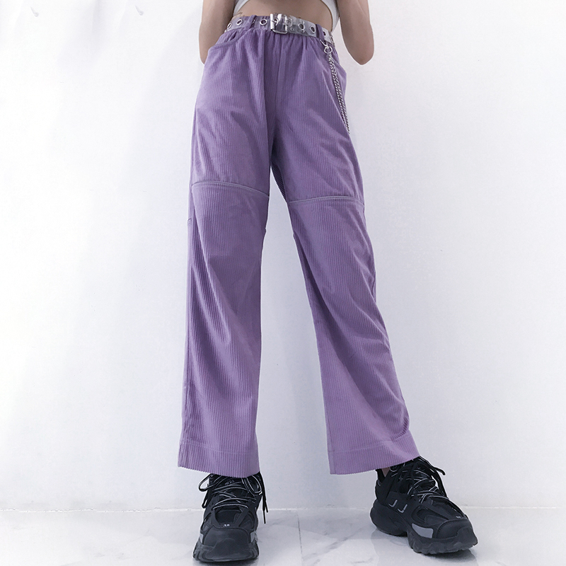 Title 7, LAVENDER REFLECTIVE CHAIN PATCHWORK TROUSERS