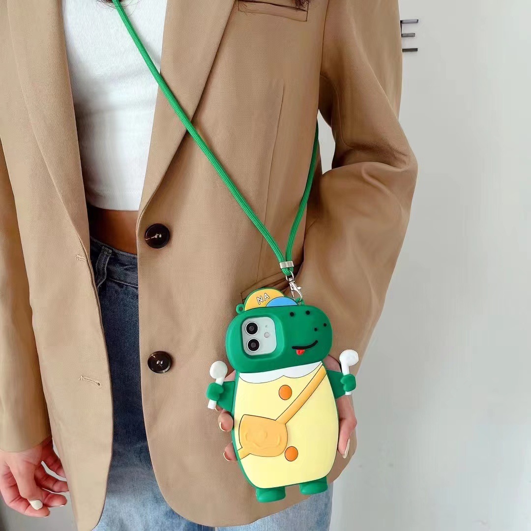Funny Dinosaur Lifting Headphones Anti-fall Phone Case - Image 3