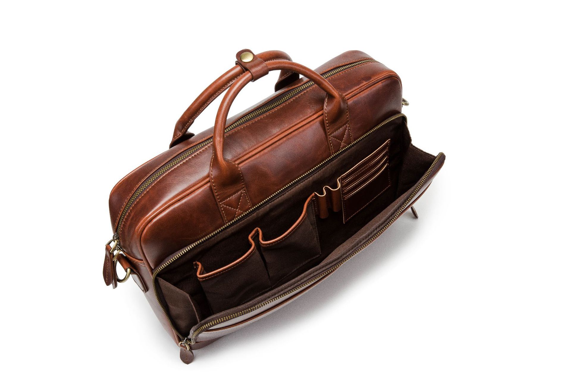 Horse Leather Men's Shoulder Bag Leather Laptop Men's Briefcase Portable — foto 13