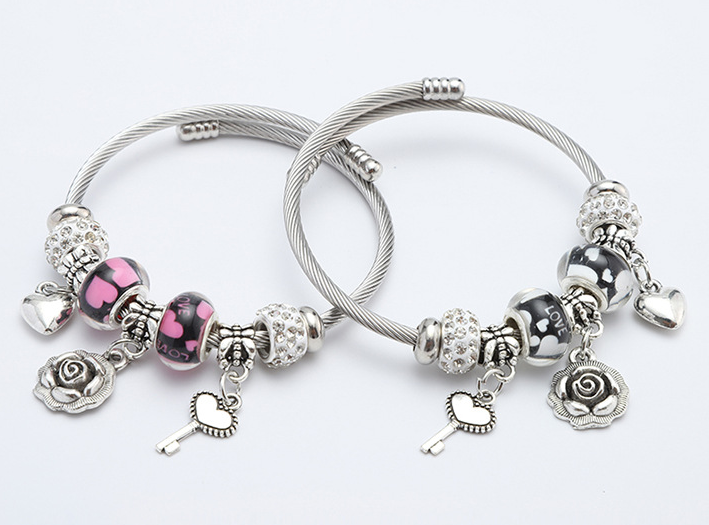 Special Steel Wire Bracelet Fashion Beaded Women's Bracelet European And American Popular Adjustable Bracelet