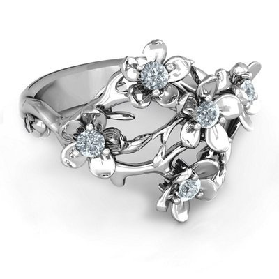 European And American Alloy Flower Ring Branch Ring