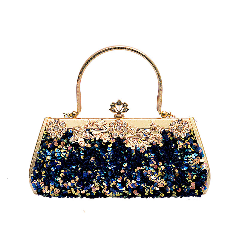 Metal Handbag With Diamond Banquet Clutch