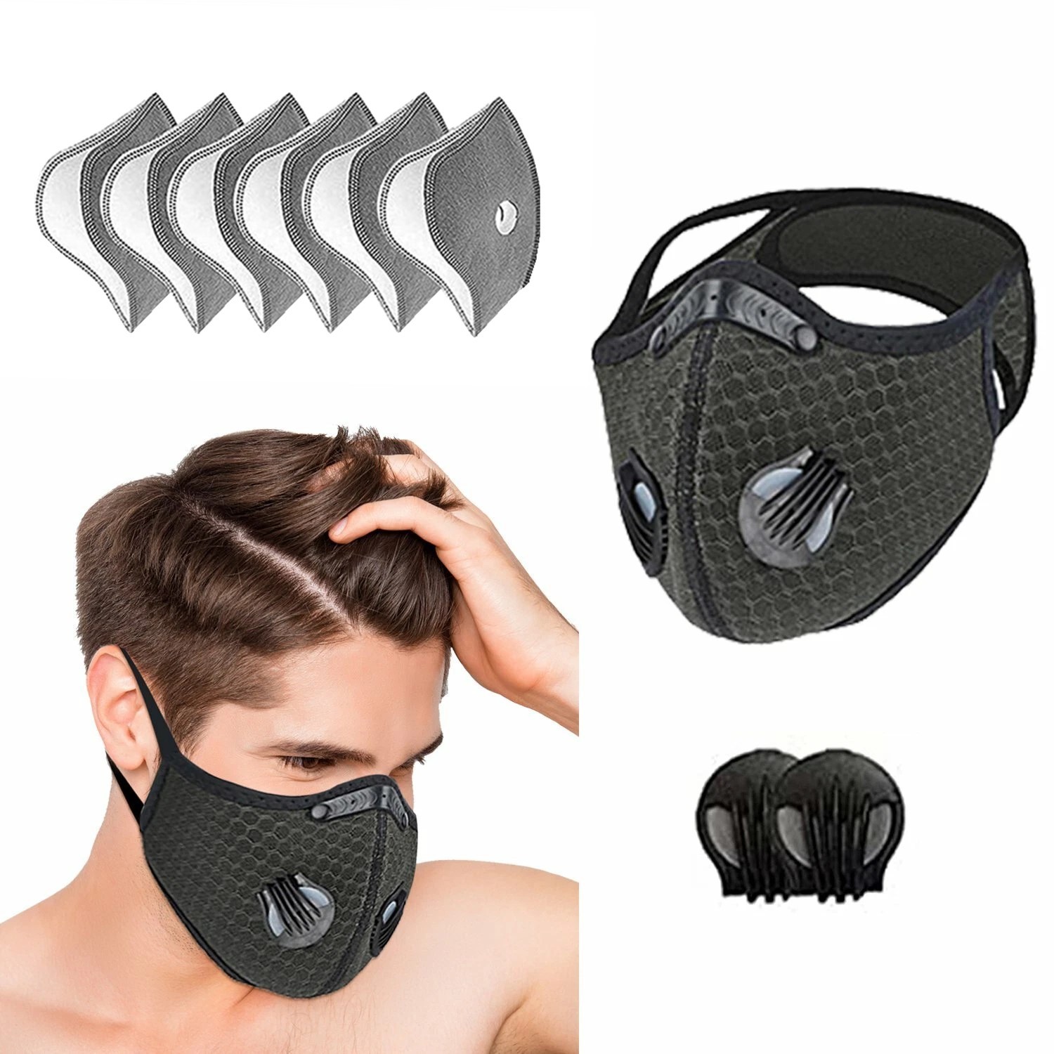 Bike Sports Worksite Facepiece Half Face Cover Mask Respirator With Filter Valve — image 9