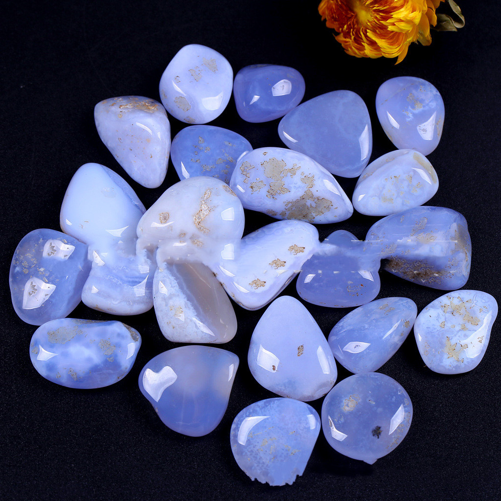 Natural Blue Chalcedony Large-grain Crystal Crushed Stone - 2
