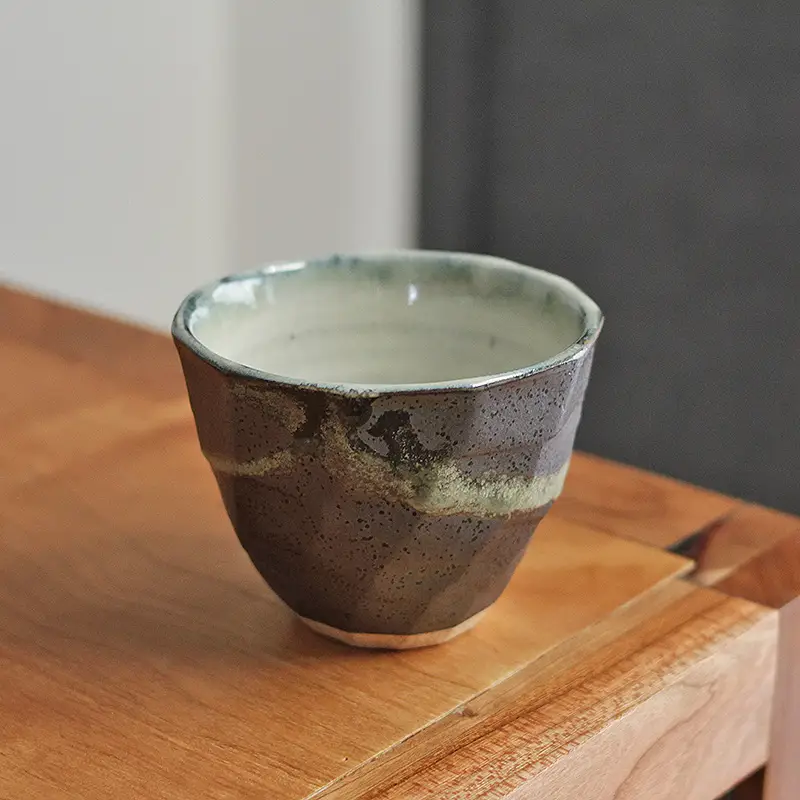 Handmade Black Silver Color Cloud Ten Grass Coffee Cup Pottery Retro