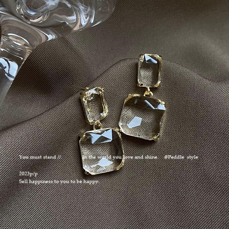 Frosted Clear Geometric Studs, Minimalist Cold Style Ear Ornaments For Women