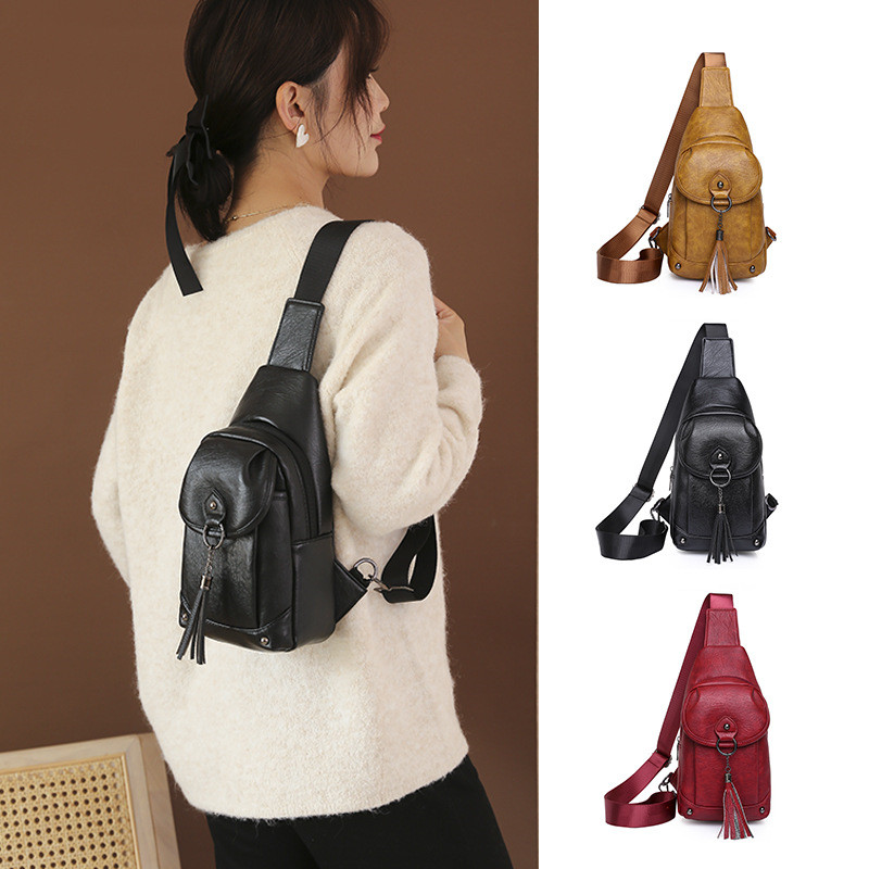 New Soft Leather Women's Chest Bag Cross Body Fashionable And Portable