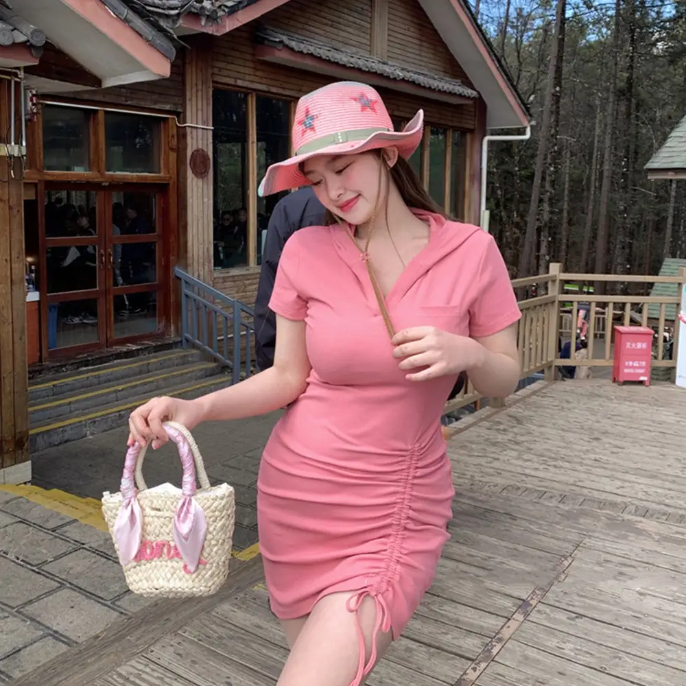 Women's Buttocks Wrapped Hooded Dress