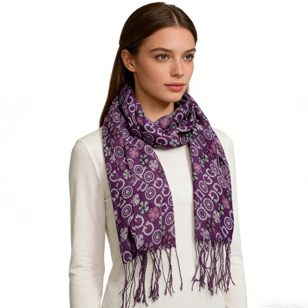 2pcs Purple Flowy Boho Viscose Watercolor Inspired On Airy Scarf,Luxe Look For Evening Wear,Scarf,vacation,daily Life,evening Party,Office Appropriate Subtlety For Women Men