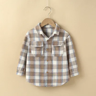 Version Fashion Small Plaid Shirt Children's Fashionable Foreign Style Single-breasted Casual
