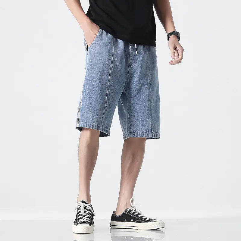 Thin Shorts Loose Casual Pants Striped Straight Leg