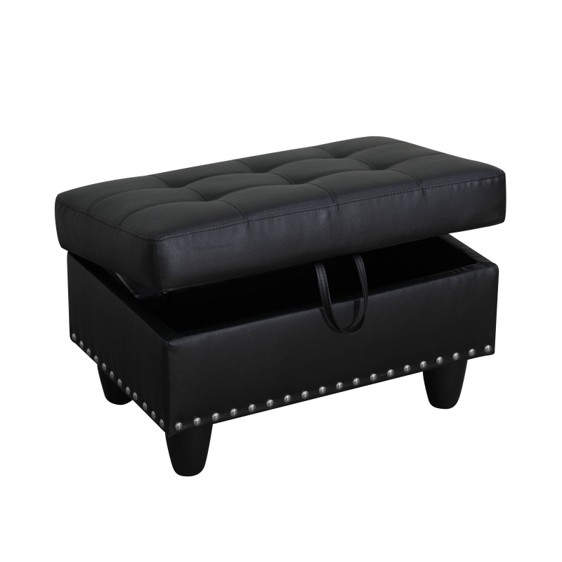 Pickup Only Black Faux Leather Synthetic Leather 3 Piece Sofa Set thumbnail 4