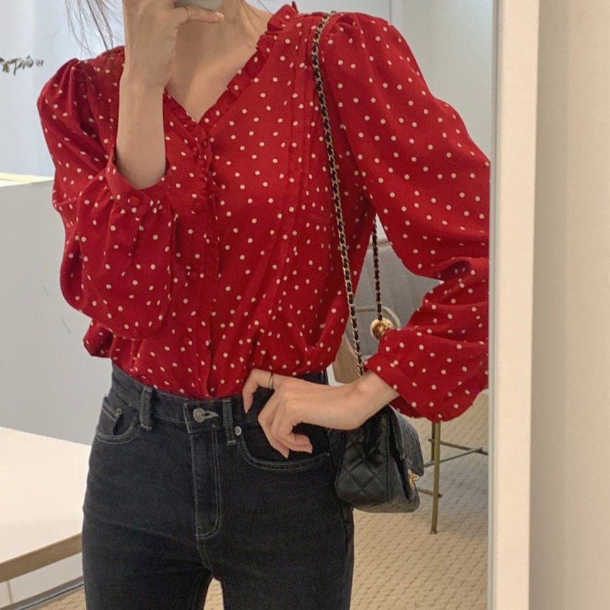 Polka Dot Gentle All-match Shirt