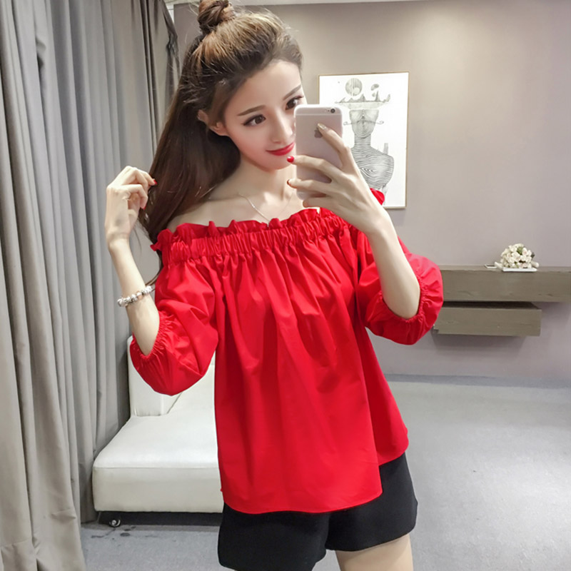 Title 3, Korean Style Sexy Off-shoulder Shirt Female Des...