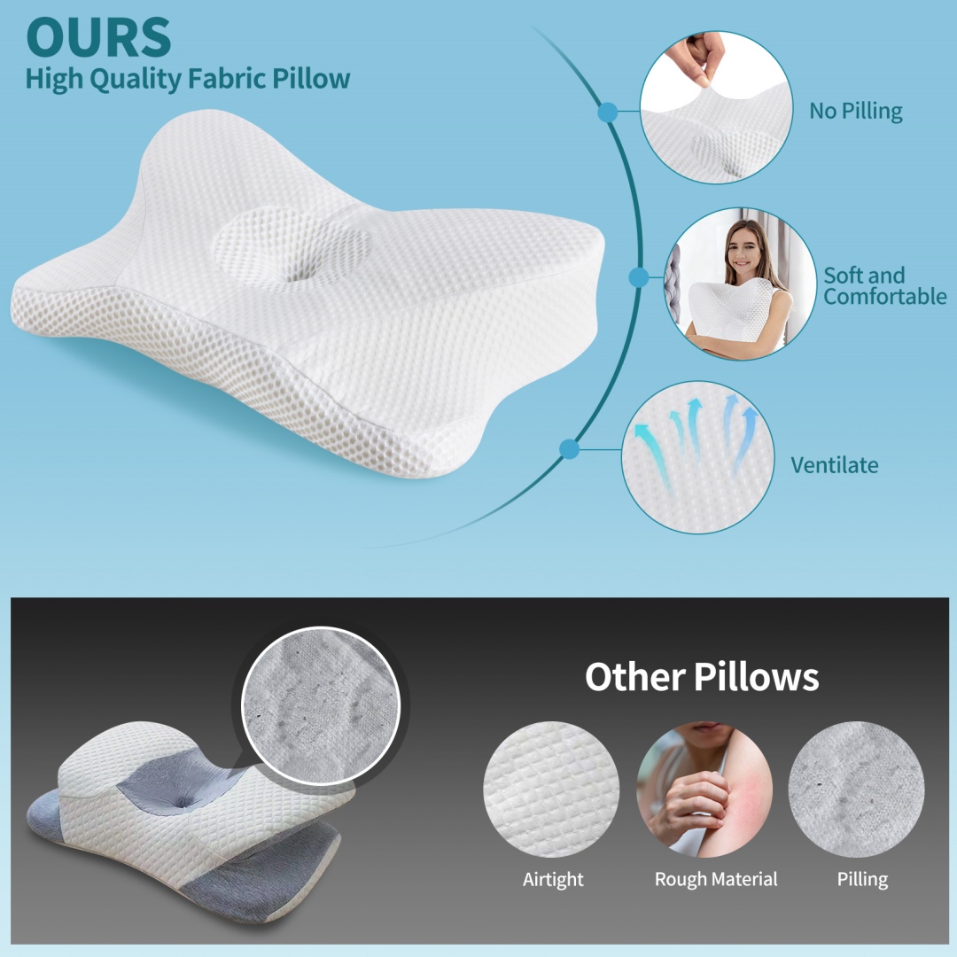 Cervical Neck Pillow, Cooling Ergonomic Memory Foam Pillows  Dual Height Orthopedic Support Contour Pillow For Side — foto 13