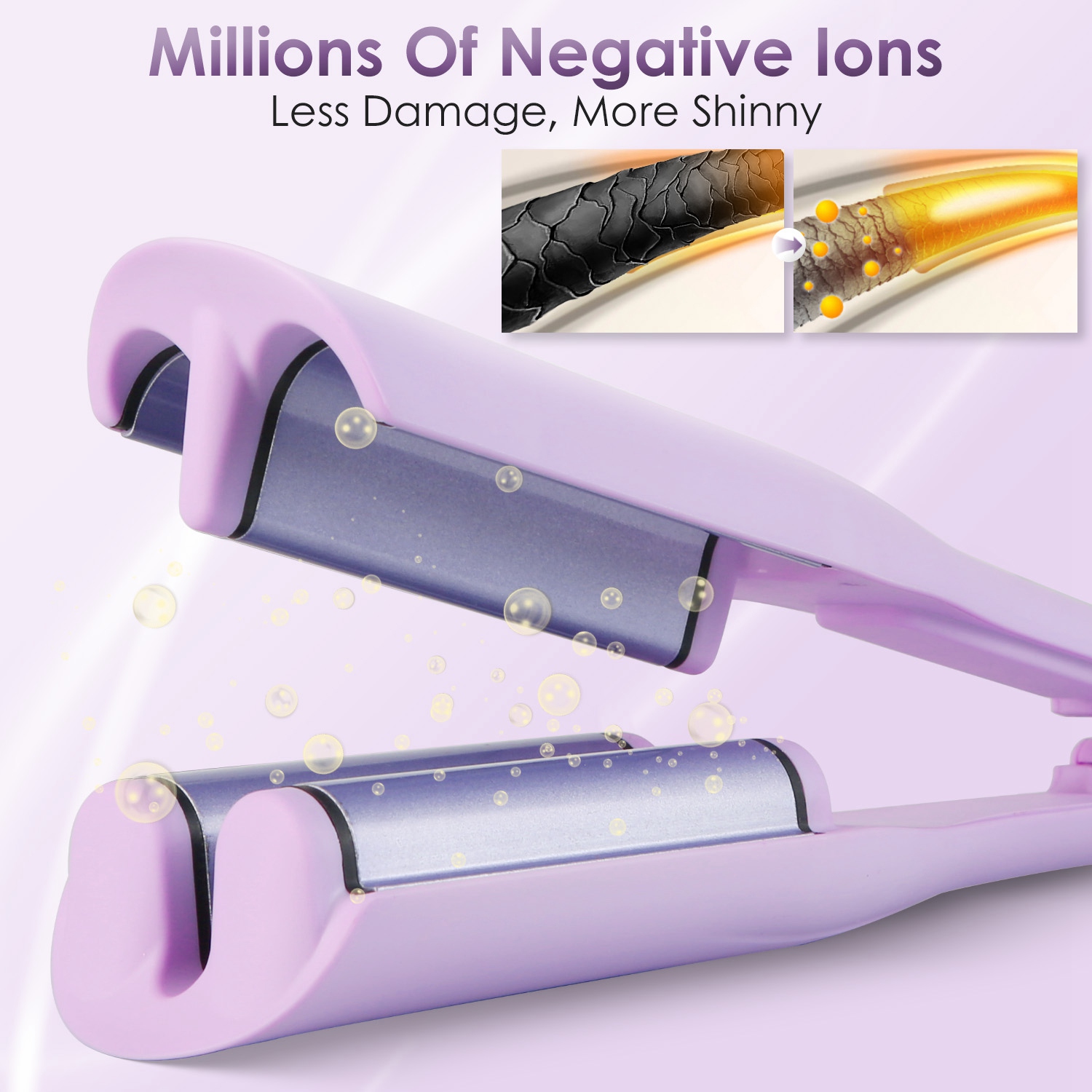 1Pc Hair Iron Curling Waver With Ceramic 1.41inch Barrel Ions Deep Hair Curler Dual Voltage Anti Scald Hair Curling Wand Hair Crimper With 5 Temperature Auto Off 30S Fast Heating 3