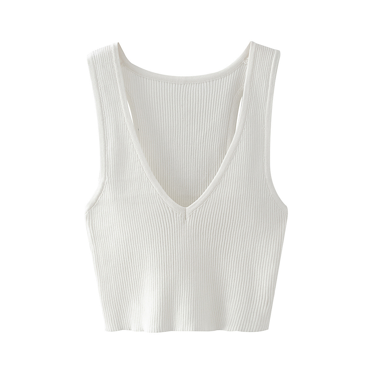Women's Short Deep V Neck Tight Knitted Vest