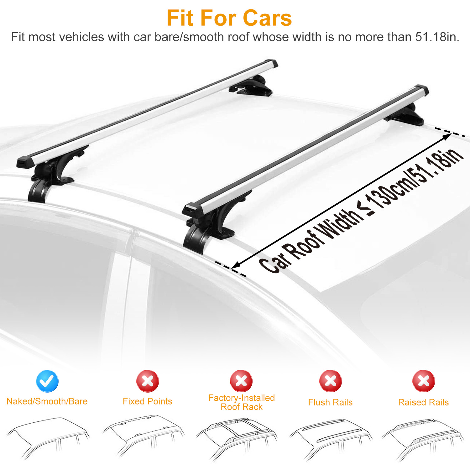 47.24in Universal Top Roof Rack Cross Bar Cargo Carrier Aluminum Crossbar Rack With 165LBS Capacity Fit For Most Vehicle Wagon Car Without Roof Side Rail — foto 4
