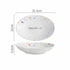 Household Simple Ceramic Terrazzo Plate Tableware - View 1