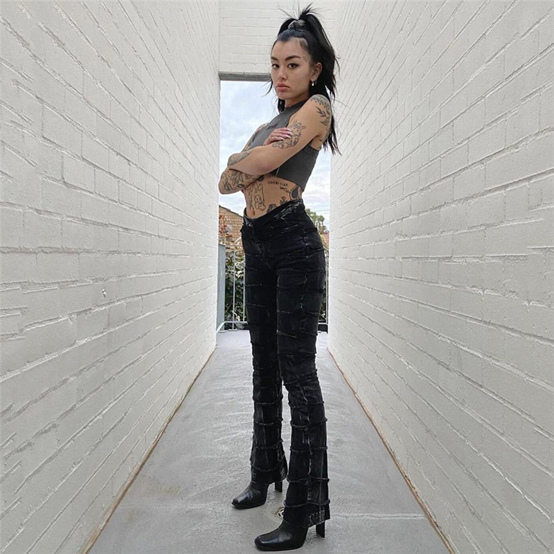 Skinny Calf Women's Flared Denim Trousers