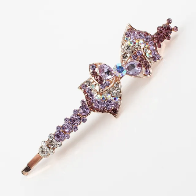 Rhinestone Hair Accessories Hairpin Side Clip Female Word Clip Purple - Shop at LoveMi