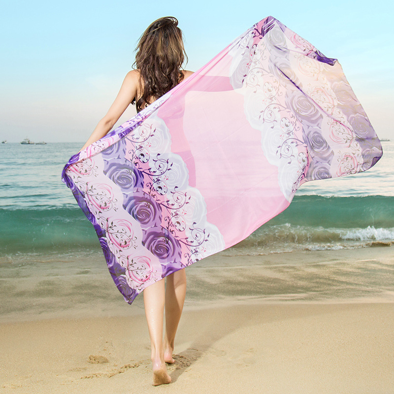 Summer Beach Towel Decorative Printed Chiffon Scarf For Women