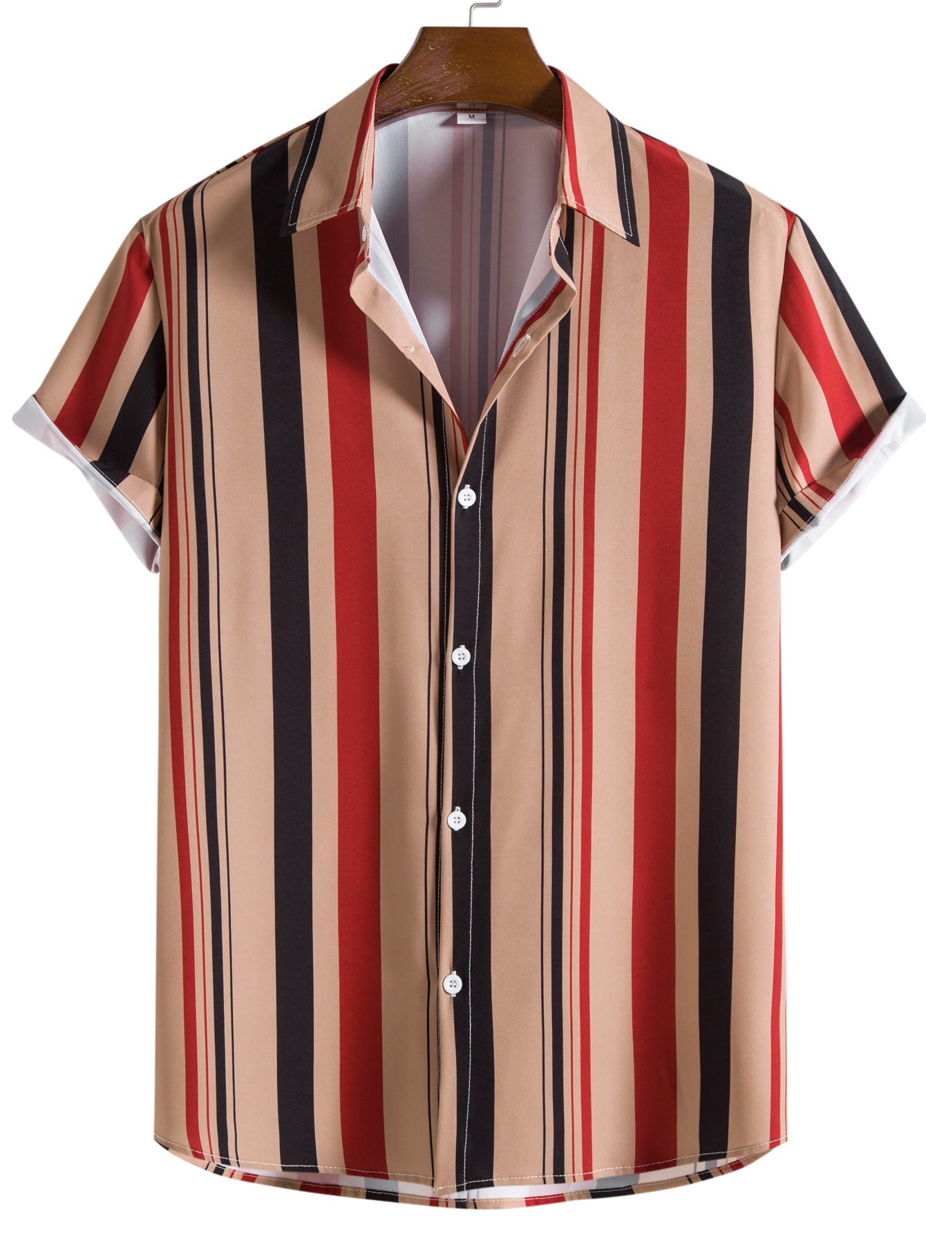 Title 5, Mens striped casual shirt with digital printin...