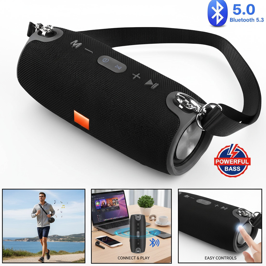 Portable Wireless Bluetooth Speaker Stereo High Bass Loud USB FM Stereo AUX UK