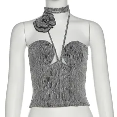 Spice Girls Halter Low Cut Slim Tank Top - Tan - View 1