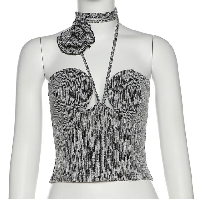 Spice Girls Halter Low Cut Slim Tank Top Tan - Shop at LoveMi