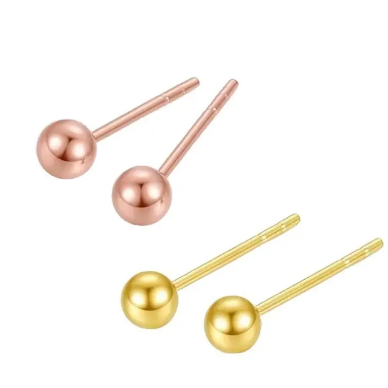 Au750 Fancy Gold Beans Minimalist Earrings