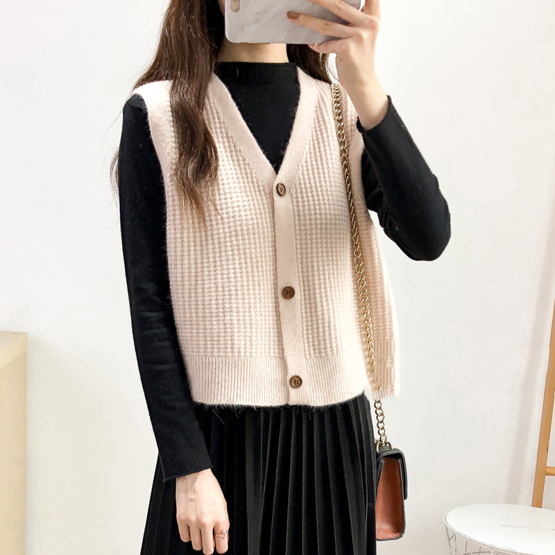 Title 15, Knitted Vest Cardigan Women Wear Loose Short Sl...