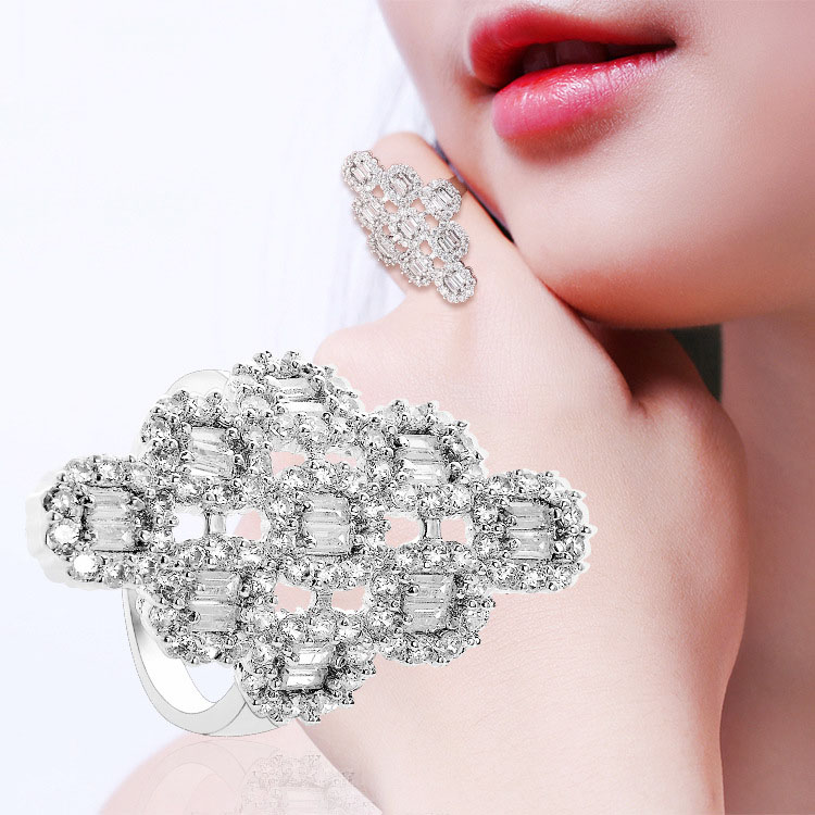 Fashion Zircon Copper Plated White Gold Cloud Ring