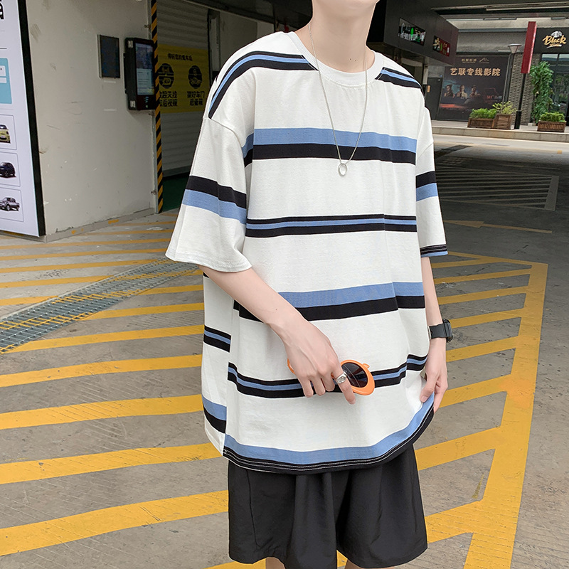 Title 5, Summer Striped Short Sleeve T-shirt Mens Korea...