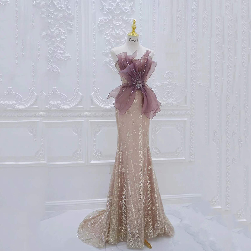 Beaded Champagne Evening Dress, picture 5 of 5