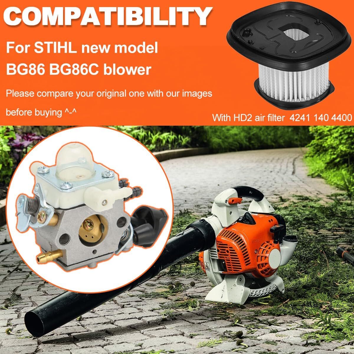 Carburetor Air Filter Kit For STIHL SH86 SH86C BG86C BG86CE BG86Z Leaf Blower — image 5