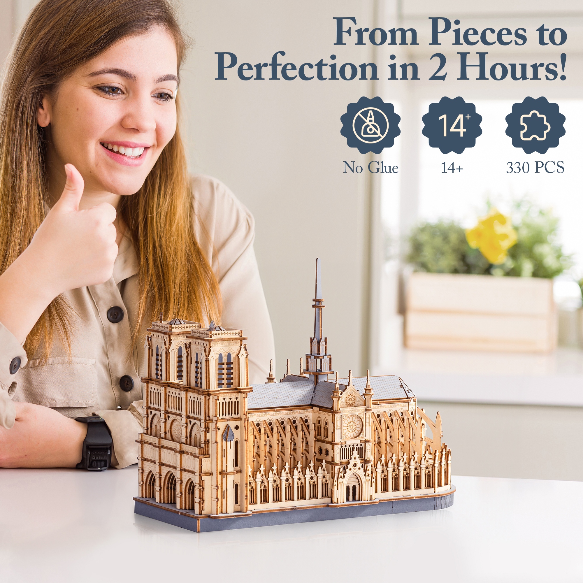 ROBOTIME 3D Puzzle Paris Cathedral, Wooden Model Kit For Adults To Build, DIY Toy Building Construction Craft Kits, Ideal For Christmas And Birthday Gift
