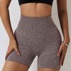 Women's Seamless Yoga Shorts In Europe And America - Curry Colour-Xl - View 1