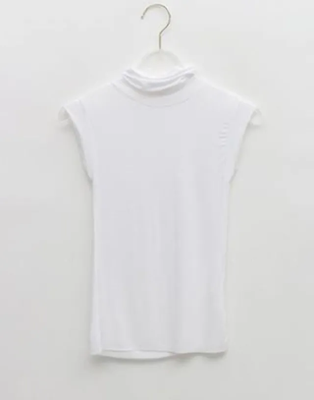 Look At The Conch Color Slightly Transparent Turtleneck Bottoming T shirt White - Shop at LoveMi