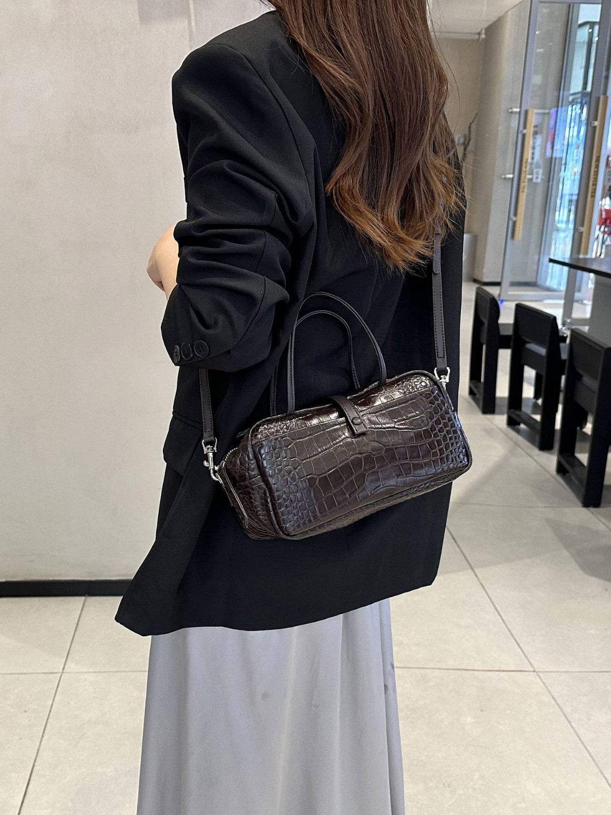 Cross-border Niche Design Crocodile-pattern Toast Bag, Luxury First-layer Cowhide, High-end Genuine Leather Women's Handbag 4