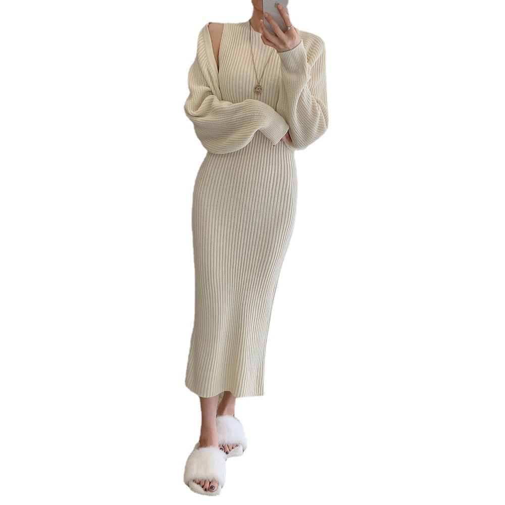 Autumn And Winter Temperament Round Neck Vest Knitted Dress