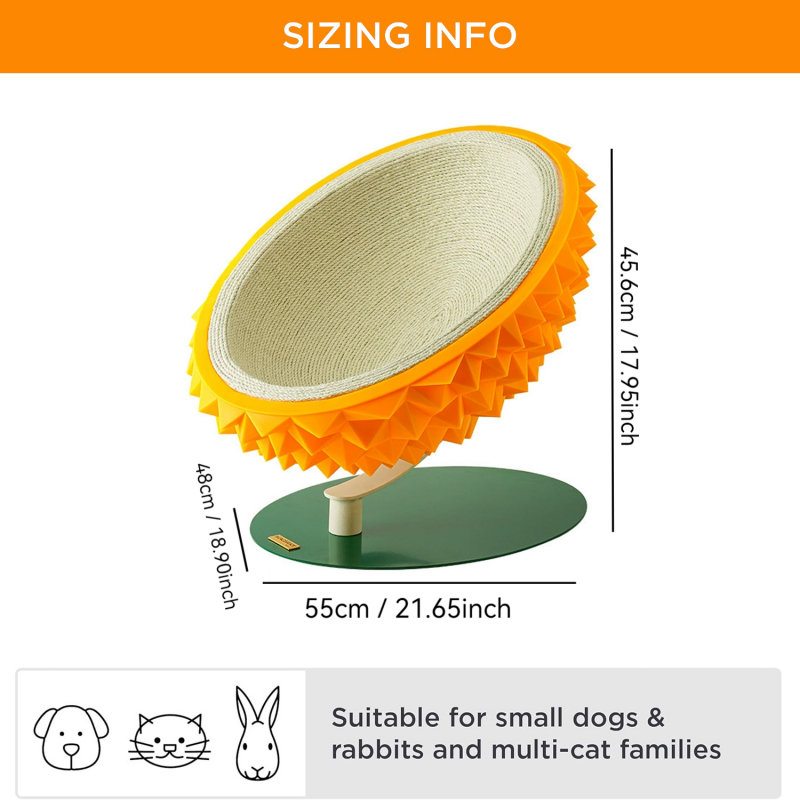 Durian Shape Cat Scratching Bed Cat House - Comfortable Sisal Rope Scratching Board With PVC Plastic Combination, 3 In 1 Cat Resting Bed - Suitable For Cat Claw Care, Cute And Sturdy Assemble